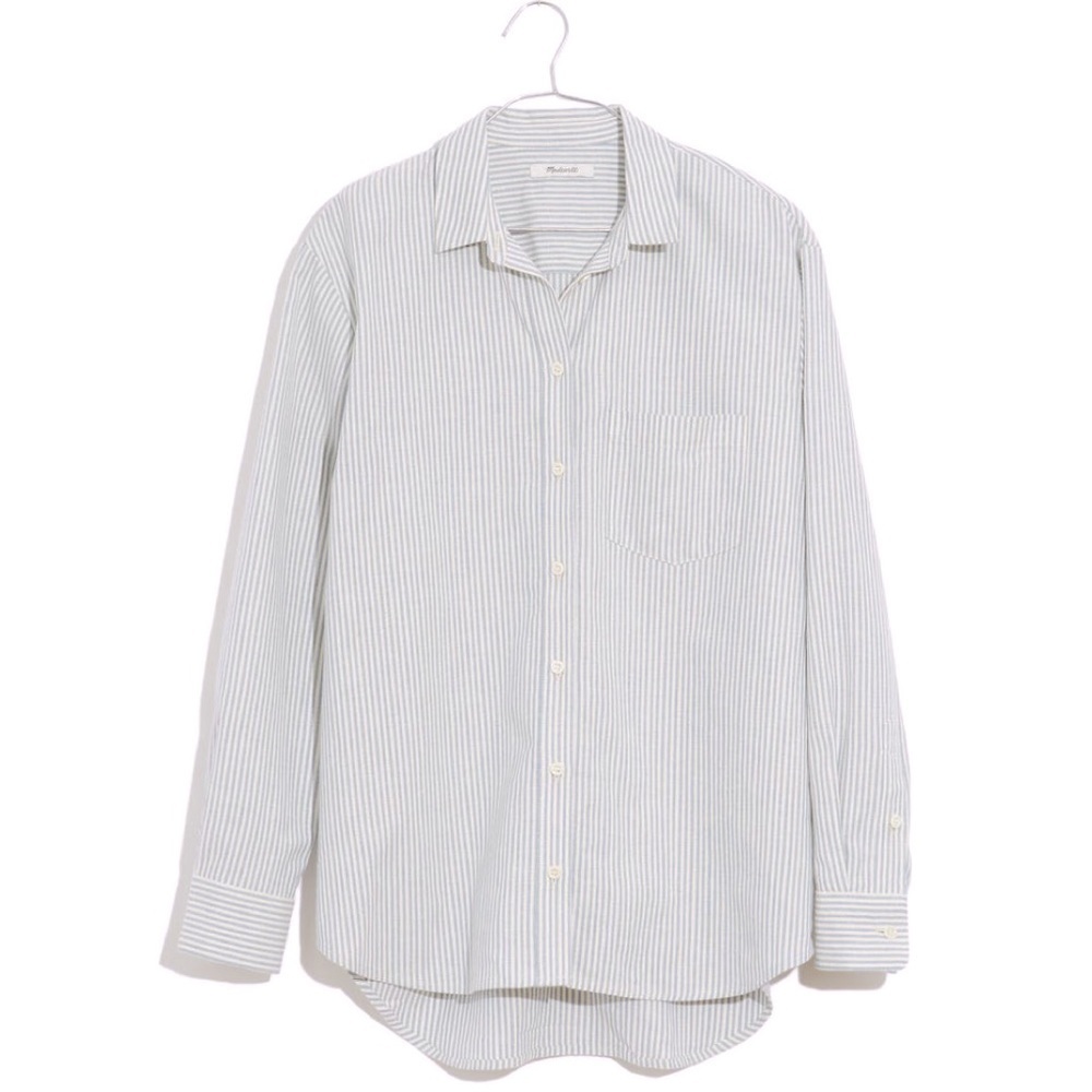 Madewell cotton viscose striped button down shirt size Small